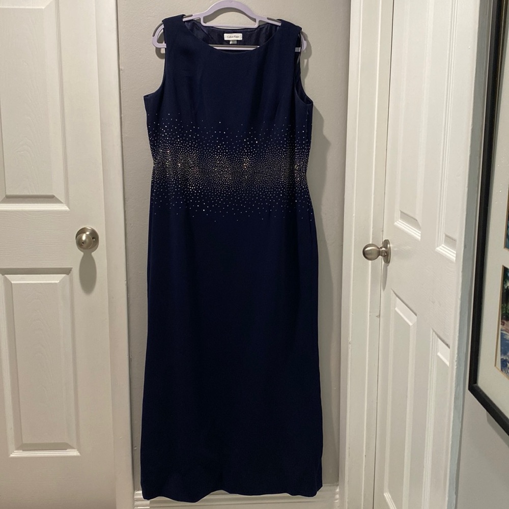 Formal Navy Blue Calvin Klein Dress with sparkles.